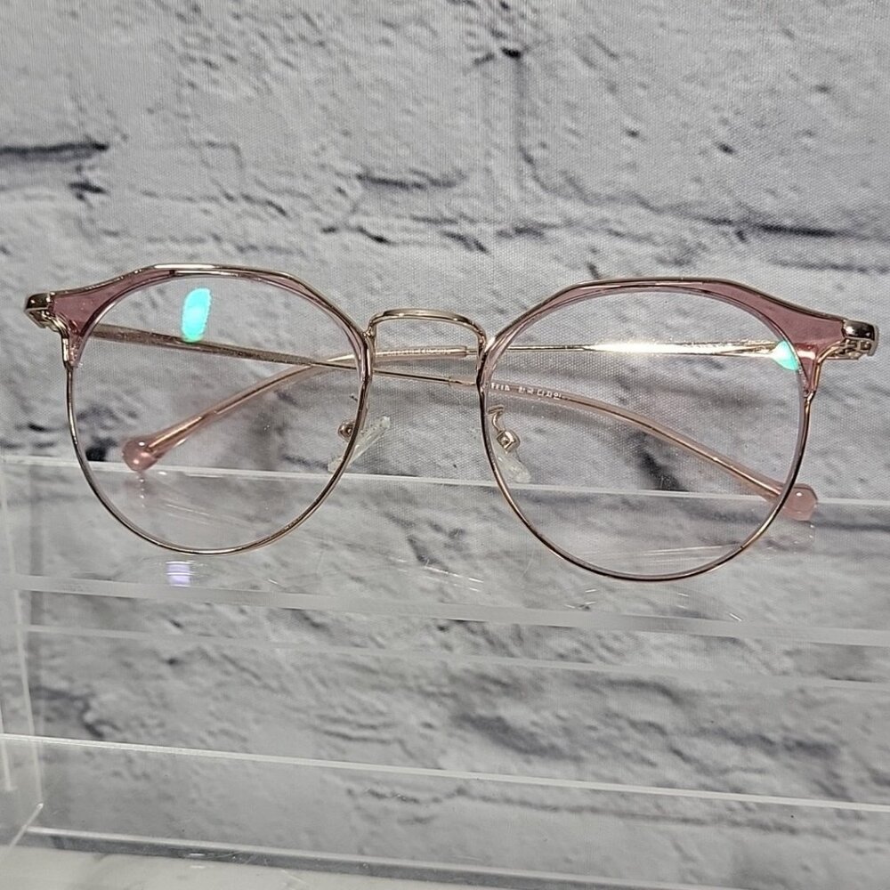 Firmoo Suofeia Eyeglass Replacement Frames S11093-C03 Womens Rose Gold‎ Half Rim